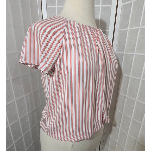Liz Claiborne Woman Pink Stripe Short Sleeve Pullover Blouse Top Size: Medium - Picture 4 of 6